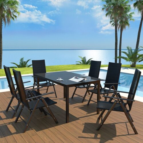 vidaXL 7-tlg. Garten-Essgruppe Aluminium und Poly Rattan
