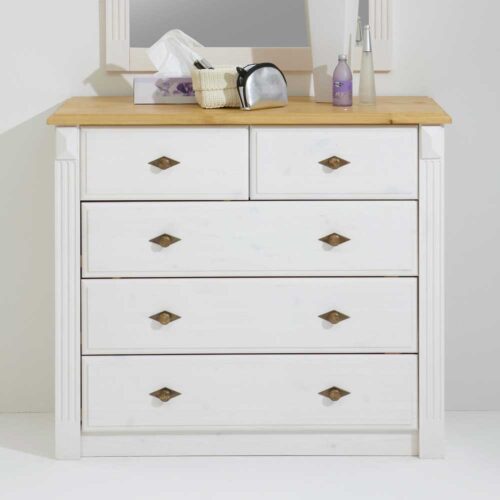 Landhaus Kommode mit Schubladen Kiefer Massivholz
