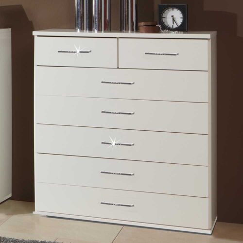 Schubladenkommode in Weiß Strass