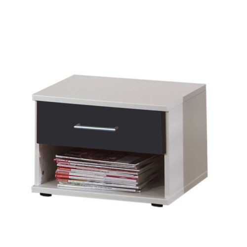 Nachttischkommode in Weiß Dunkelgrau modern