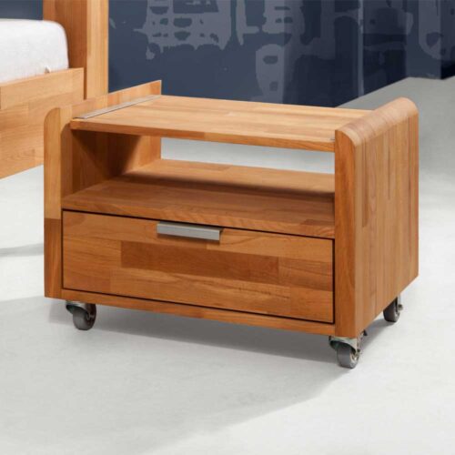 Nachttisch auf Rollen Kernbuche Massivholz