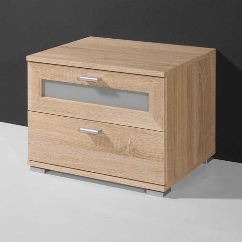 Nachtkonsole in Eiche Sonoma Milchglas