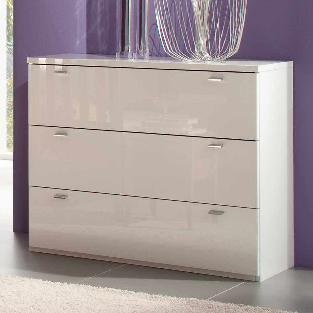 Schubladenkommode in Weiß Hochglanz 100 cm breit
