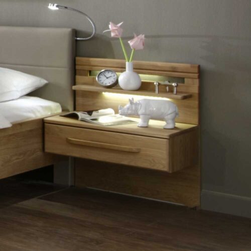 Nachttisch aus Eiche Massivholz Beleuchtung (2er Set)