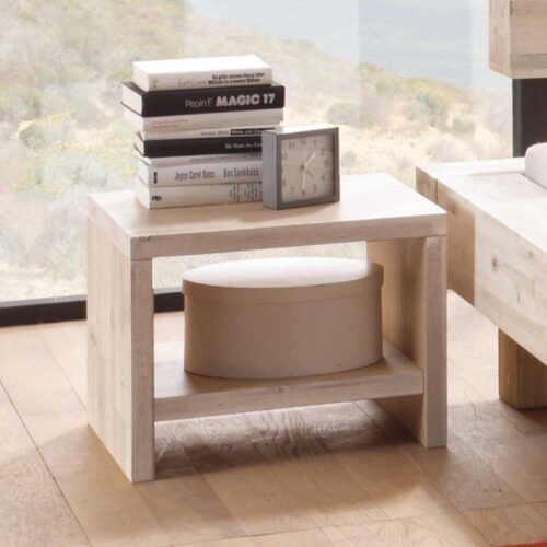 Massivholz Nachttisch in Weiß Akazie