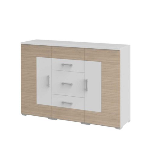 Wohnzimmer Sideboard in Weiß Eiche Nachbildung