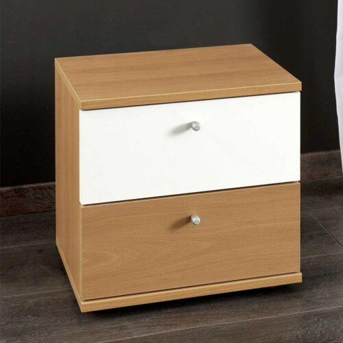 Nachtkommode in Buche Nachbildung Weiß
