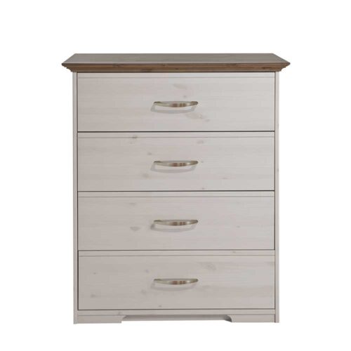Massivholz Kommode in Weiß Braun Landhaus