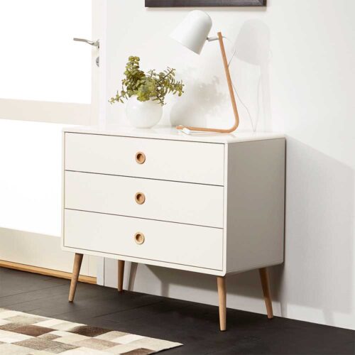 Schubladenkommode im Retro Design Weiß
