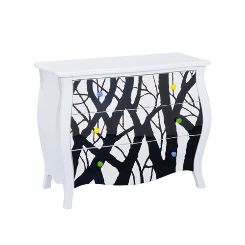 Kommode in Schwarz Weiß Schubladen