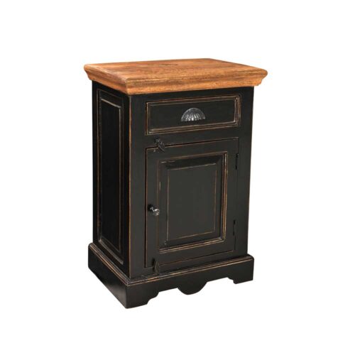 Nachtschrank in Schwarz Shabby Chic