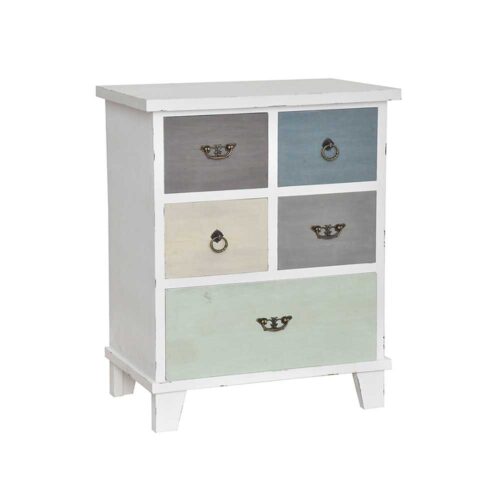 Shabby Kommode mit Schubladen Weiß Bunt