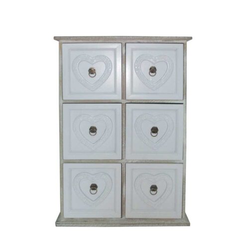 Schubladenkommode mit Herzen verziert Weiß Grau