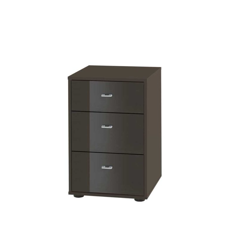 Nachtkonsole in Grau Braun Schubladen (2er Set) - moebel-Liebe.com