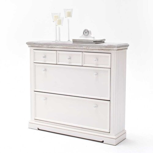 Schuhschrank in Weiß Kiefer massiv