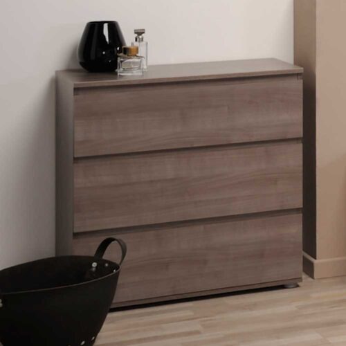 Schubladenkommode in Eiche Silber 3 Schubladen