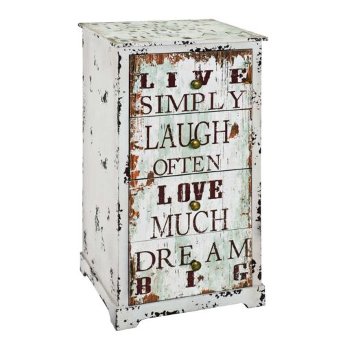 Shabby Chic Kommode in Weiß 4 Schubladen