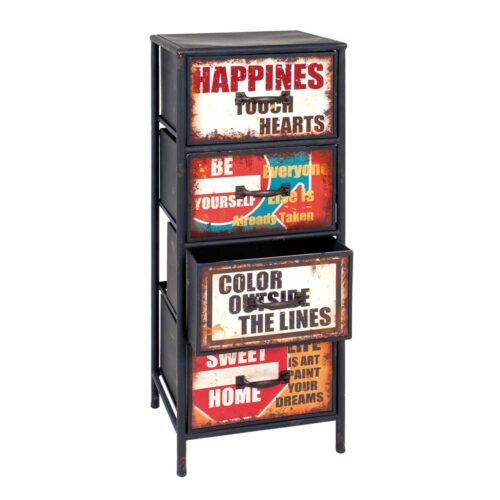 Hohe Kommode in Bunt Metall