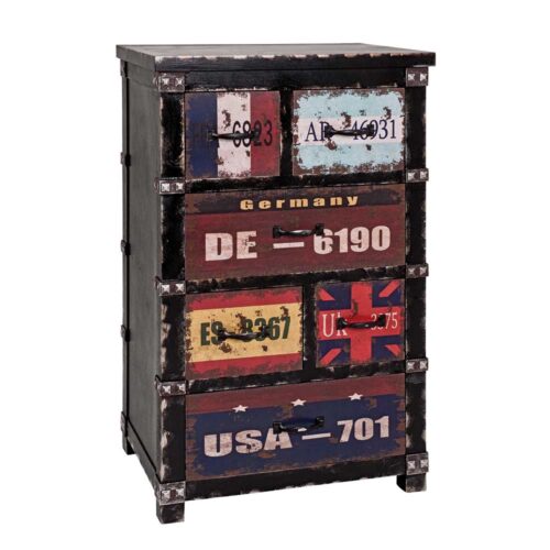 Schubladen Kommode in Schwarz Bunt Factory Design