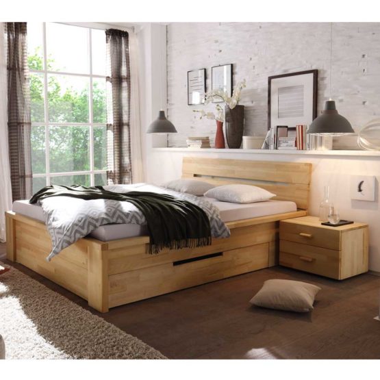 Bett mit Schubladen Kernbuche Massivholz - moebel-Liebe.com