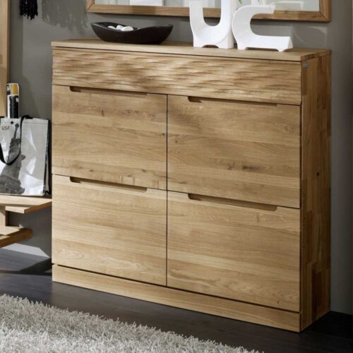 Massivholz Schuhschrank aus Wildeiche geschroppt 120 cm breit