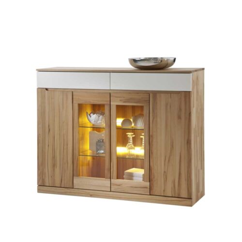 Esszimmer Highboard aus Kernbuche Massivholz LED Beleuchtung
