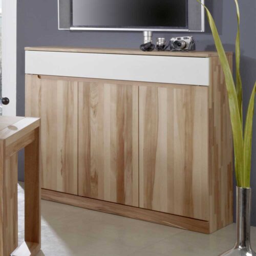 Sideboard aus Kernbuche Massivholz Weiß