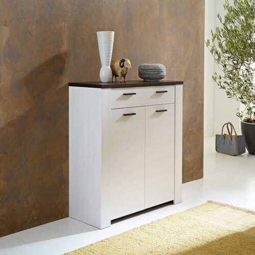 Schuhkommode im Landhausstil Weiß Braun