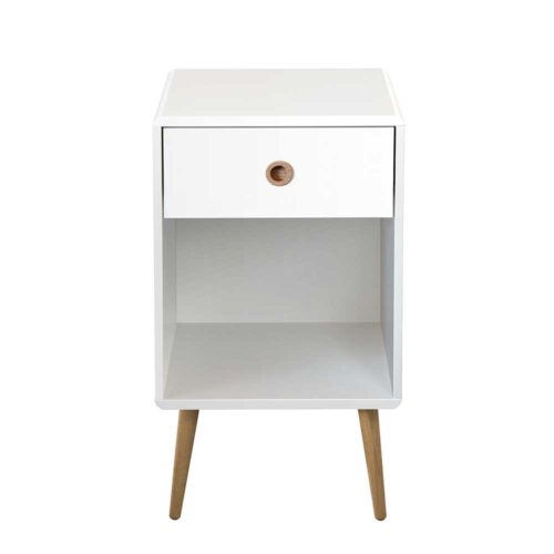 Nachttisch in Weiß Eiche Retro Look