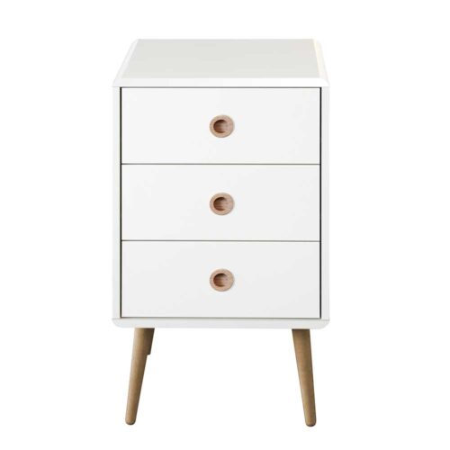 Kommode im Retro Design Weiß Eiche