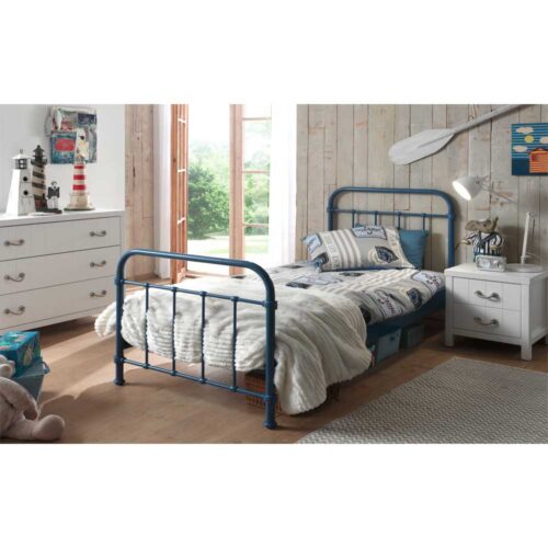 Jugendbett in Blau Metall
