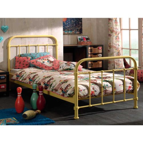 Jugendbett in Gelb Metall