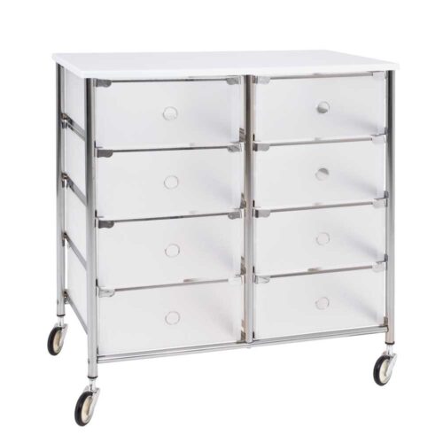 Schubladenkommode mit Rollen Weiß Chrom