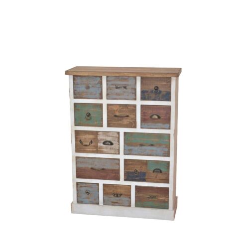 Schubladenkommode in Weiß Bunt Shabby Chic Style
