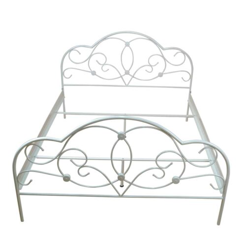 Bett in Creme Weiß Stahl