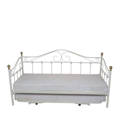 Sofabett in Weiß Metall Auszug