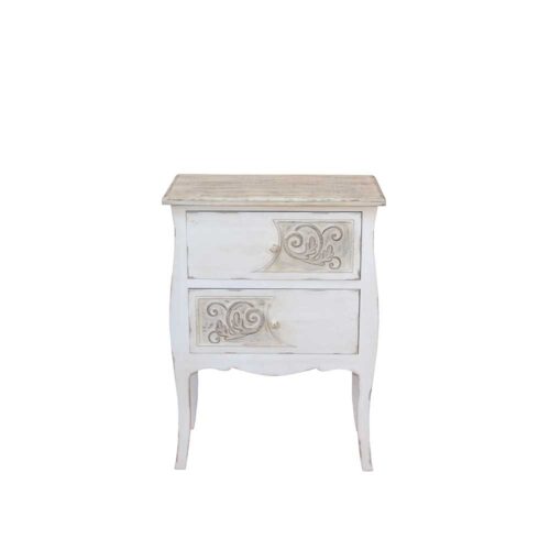 Flur Kommode in Weiß antik 2 Schubladen
