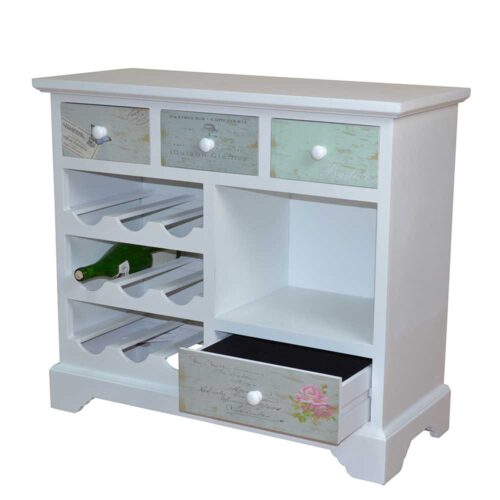 Flaschenkommode in Weiß Bunt Vintage Design