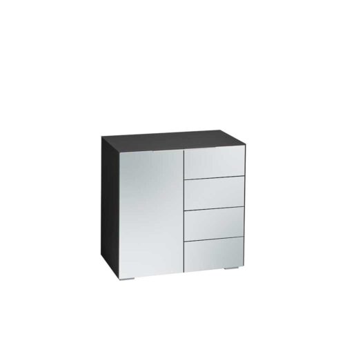 Kombikommode in Schwarz Spiegelglas 80 cm hoch