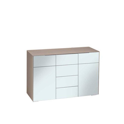 Wohnzimmer Sideboard in Beige Spiegelglas 120 cm breit