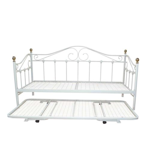 Metallbett mit Gästebett Weiß (2-teilig)