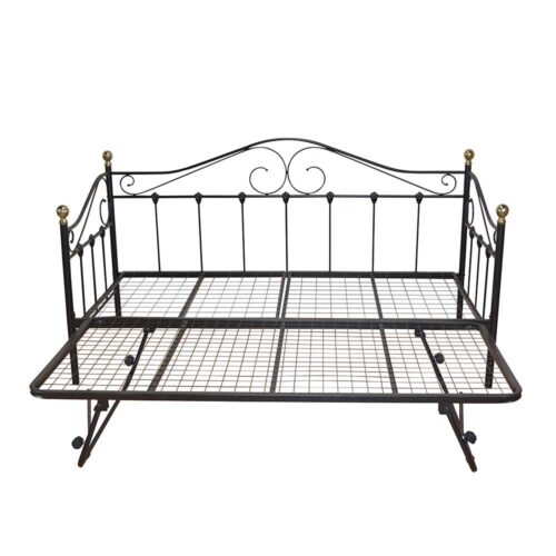 Ausziehbett in Schwarz Metall (2-teilig)