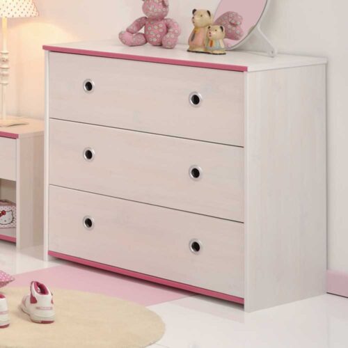 Kinderkommode in Weiß Pink Blau Schubladen