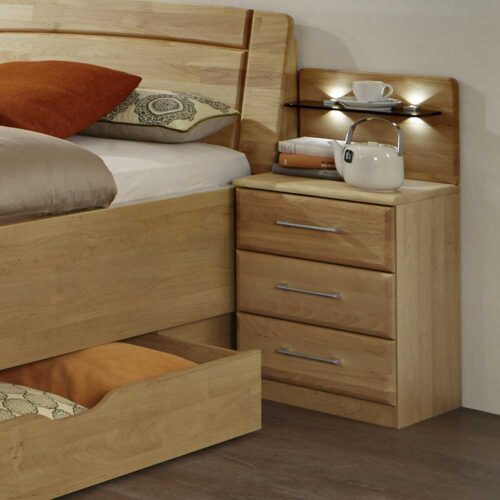 Bett Kommode aus Erle LED Beleuchtung