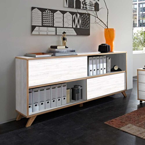 Büro Sideboard mit Schiebetüren 180 cm breit