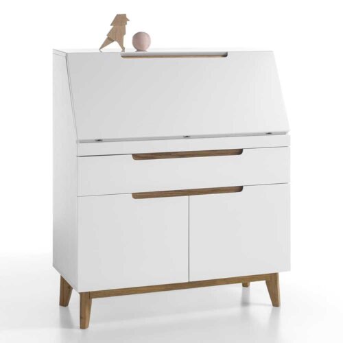 Kommode in Weiß Eiche als Sekretär