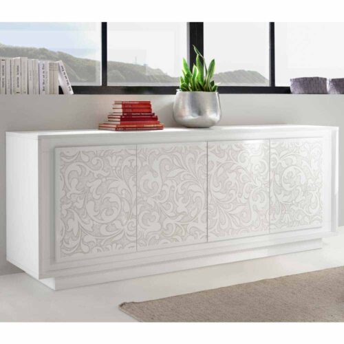 Wohnzimmer Sideboard in Weiß Blumenmuster
