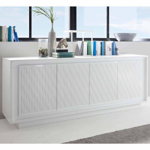 Design Sideboard mit Linien Muster Weiß