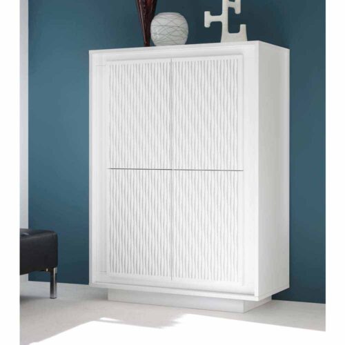 Highboard in Weiß Linien Muster