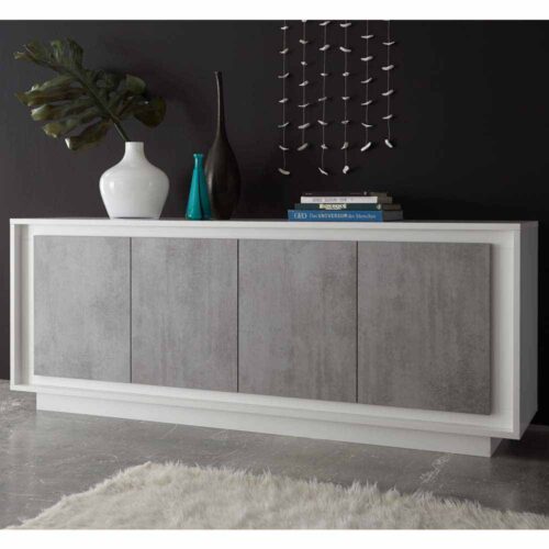 Türen Sideboard in Weiß Beton Grau